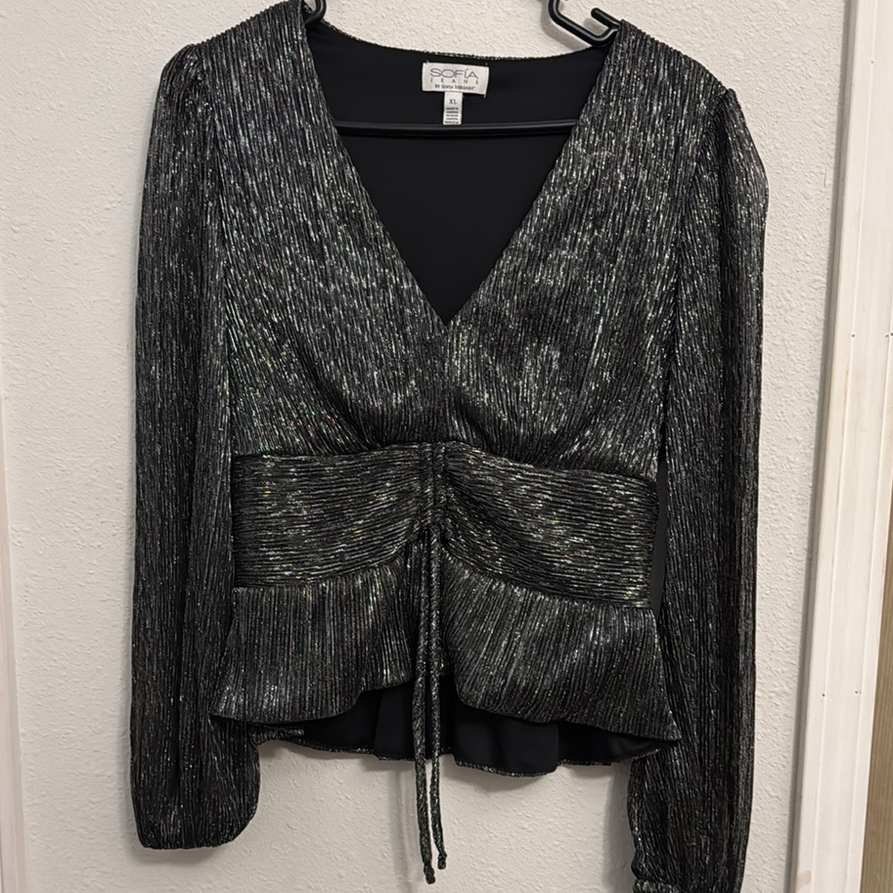 Sofia Vergara Black Metallic Women's Top